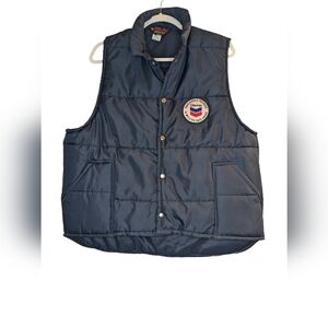 Pla-Jac by Dunbrooke Vintage Puffer Vest Men's Blue XL MS Chevron 80s